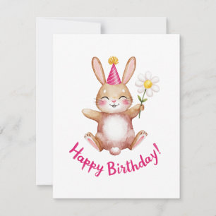 Cartes Pour Fêtes Annuelles Joli Bunny Anniversaire Design avec marguerite