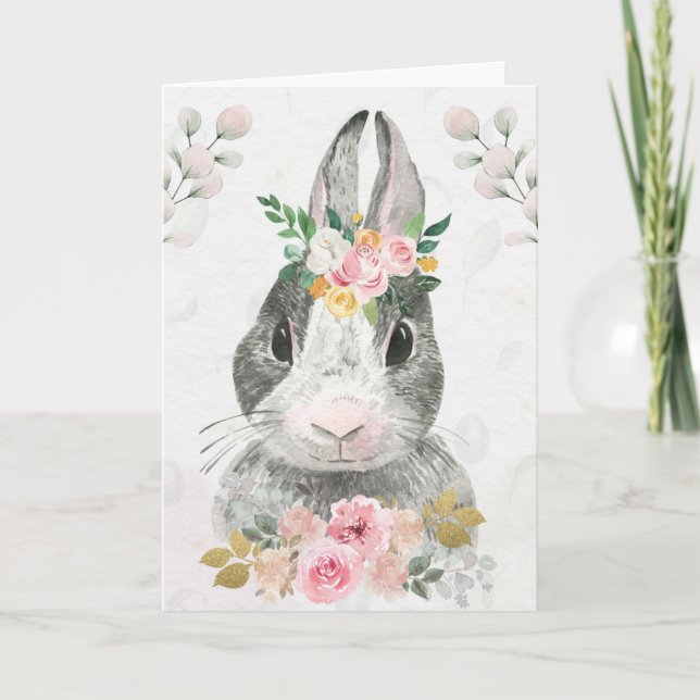 Cartes Pour Fêtes Annuelles Joli Bunny Aquarelle de Pâques (Devant)