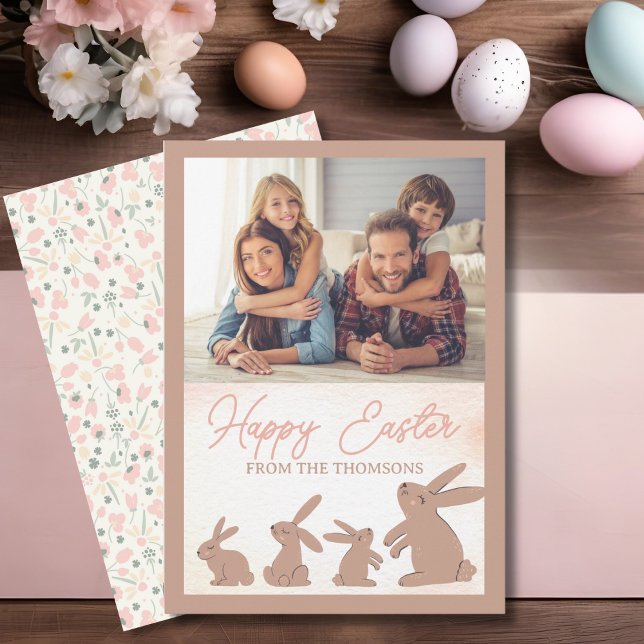Cartes Pour Fêtes Annuelles Joli Bunny Boho Rustique Blessé Pâques (Créateur téléchargé)
