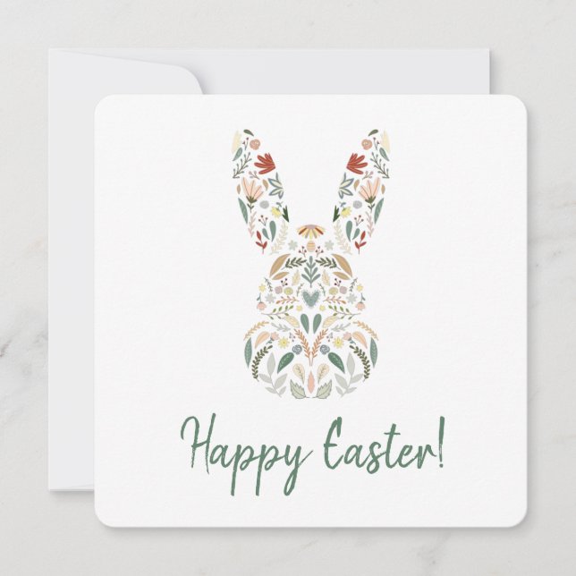 Cartes Pour Fêtes Annuelles Joli Bunny Floral Chic Chic à Pâques (Devant)