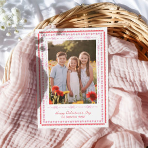 Cartes Pour Fêtes Annuelles Joli cadre aquarelle coeurs noeuds photo Saint-Val