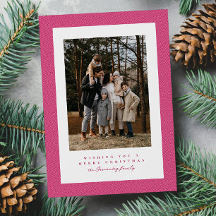 Cartes Pour Fêtes Annuelles Joli cadre rose en chevron pour photo de Noël