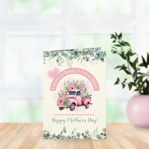 Cartes Pour Fêtes Annuelles Joli Camion à Pommes Floral Vintage Rose Fête des 