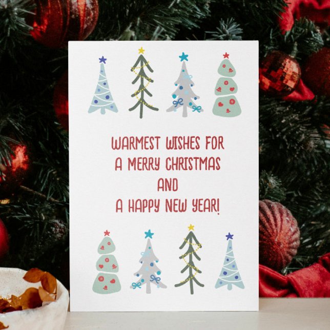 Cartes Pour Fêtes Annuelles Joli caniche de Noël (Cozy Hygge Christmas custom card with whimsical Christmas trees. Personalize it with your messages.)
