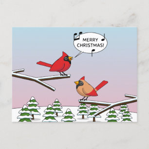 Cartes Pour Fêtes Annuelles Joli Cardinal Rouge chanter Joyeux Noël