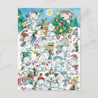 Cartes Pour Fêtes Annuelles Joli caricature Noël Polaire Ours Penguin Party