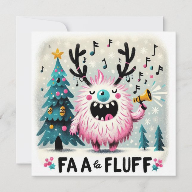 Cartes Pour Fêtes Annuelles Joli Caroler de Noël "fa la fluff" (Devant)