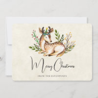 Joli Cerf Aquarellé Pose En Bas Boho Noël