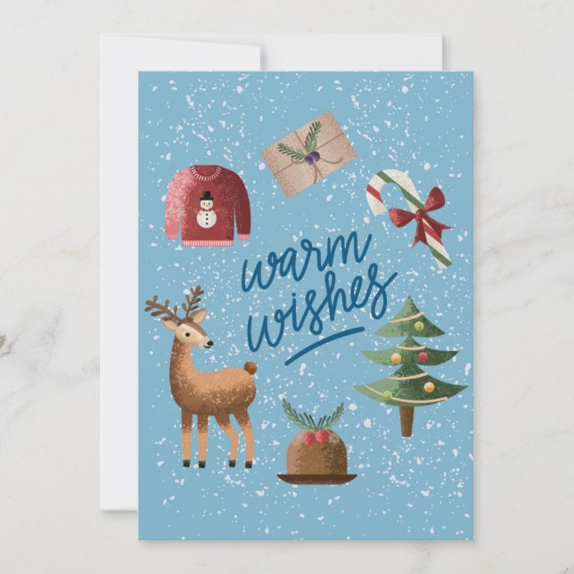 Cartes Pour Fêtes Annuelles Joli Chaleureux Souhaits De Noël Neige (Devant)