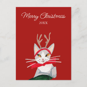 Cartes Pour Fêtes Annuelles Joli chat rétro rouge Noël