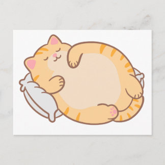 Cartes Pour Fêtes Annuelles Joli Chat Tigre Orange Dodu Endormi Coussin