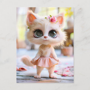 Cartes Pour Fêtes Annuelles Joli Chaton en Robe Rose