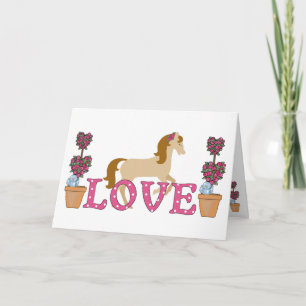 Cartes Pour Fêtes Annuelles Joli cheval et fleurs Aimer la Saint Valentin