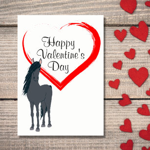 Cartes Pour Fêtes Annuelles Joli cheval et Heureuse Sainte-Valentin de coeur