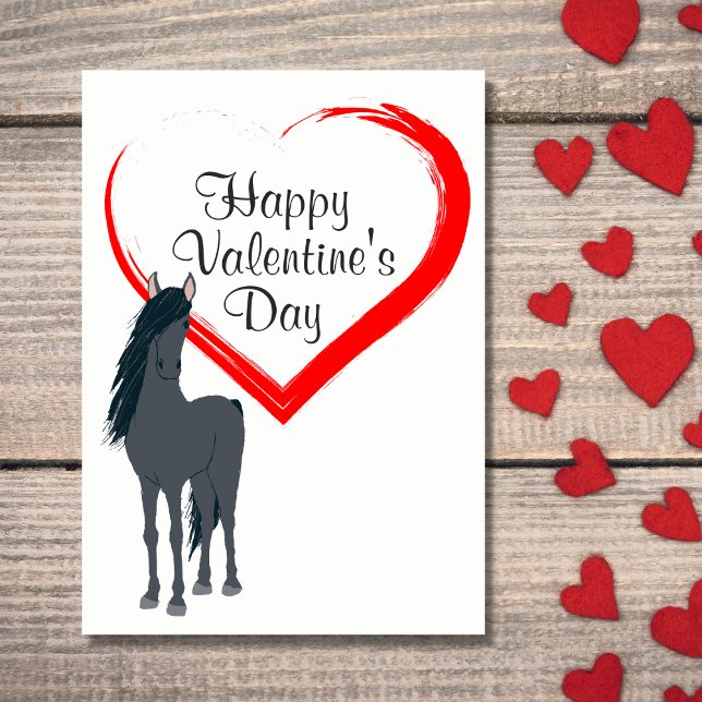 Cartes Pour Fêtes Annuelles Joli cheval et Heureuse Sainte-Valentin de coeur (Créateur téléchargé)