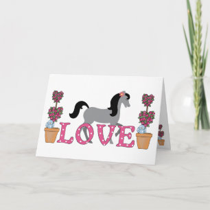 Cartes Pour Fêtes Annuelles Joli Cheval Gris, Fleurs Aiment Saint Valentin