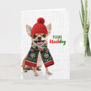 Cartes Pour Fêtes Annuelles Joli chien Chihuahua Drôle de puces Navidog Noël