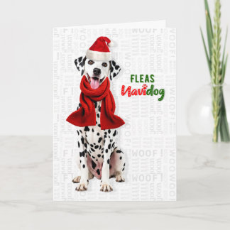 Cartes Pour Fêtes Annuelles Joli chien dalmatien drôles de puces Navidog Noël