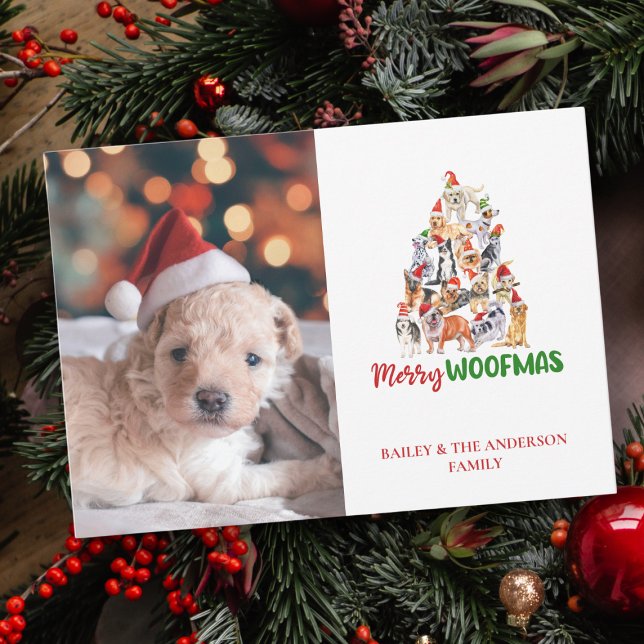 Cartes Pour Fêtes Annuelles Joli Chien de Noël Joyeux Woofmas Pet Photo (Créateur téléchargé)
