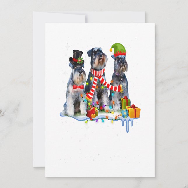 Cartes Pour Fêtes Annuelles Joli chien de Noël miniature Schnauzer (Devant)