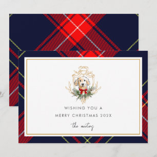 Cartes Pour Fêtes Annuelles Joli chien de Noël Plaid Salutation de vacances