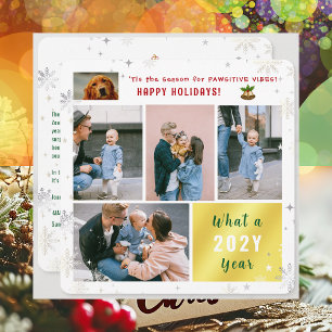 Cartes Pour Fêtes Annuelles Joli chien drôle chat Joyeuses Fêtes 5 Photos Mont