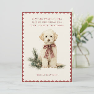 Cartes Pour Fêtes Annuelles Joli chien Labrador Pine Rouge Noël rustique