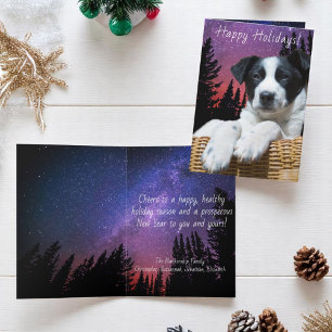 Cartes Pour Fêtes Annuelles Joli Chien Noir et Blanc Ciel Étoilé Coloré Person