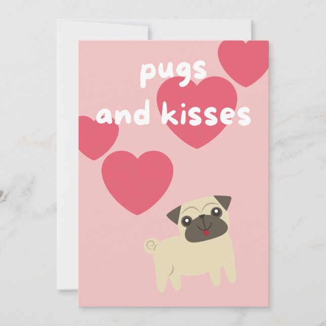 Cartes Pour Fêtes Annuelles joli chien pug de dessin animé pour la Saint-Valen (Devant)