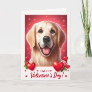 Cartes Pour Fêtes Annuelles Joli chien Retriever doré Joyeuse Saint-Valentin