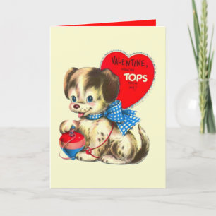 Cartes Pour Fêtes Annuelles joli chien rétro vintage pour la Saint-Valentin