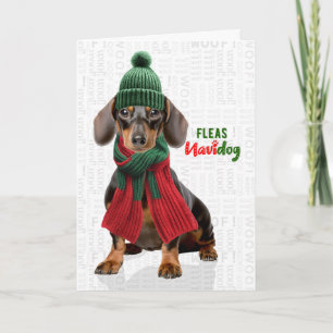 Cartes Pour Fêtes Annuelles Joli chien teckel drôle de puces Navidog Noël