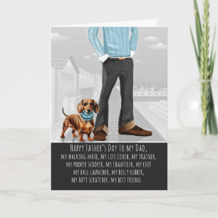 Cartes Pour Fêtes Annuelles Joli chien teckel et papa drôle fête des pères