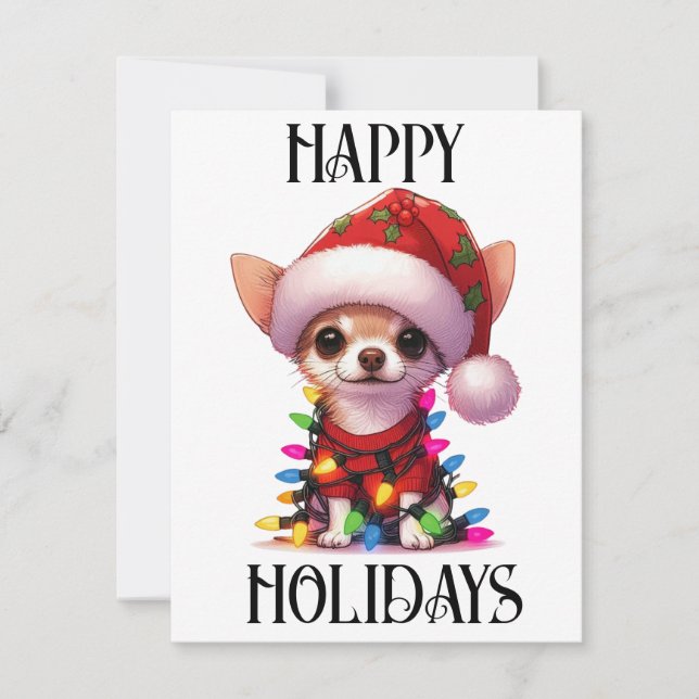 Cartes Pour Fêtes Annuelles Joli Chihuahua de Noël  (Devant)