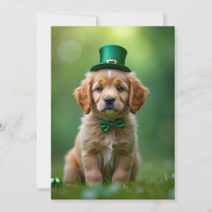 Cartes Pour Fêtes Annuelles Joli chiot avec tenue St. Patrick, shamrock