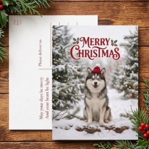 Cartes Pour Fêtes Annuelles Joli chiot Pomsky amateur de chien Husky Joyeux No