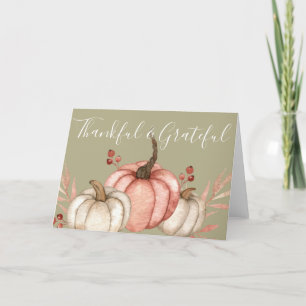 Cartes Pour Fêtes Annuelles Joli Citrouilles d'aquarelle sur Sage Thanksgiving