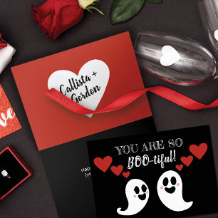 Cartes Pour Fêtes Annuelles Joli Coeur fantôme de Boo Saint Valentin