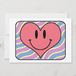 Cartes Pour Fêtes Annuelles Joli cœur rétro souriant de la Saint-Valentin dess
