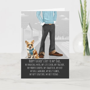 Cartes Pour Fêtes Annuelles Joli Corgi gallois et Papa Drôle Fête des Pères