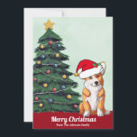 Cartes Pour Fêtes Annuelles Joli Corgi personnalisé Santa Hat Arbre de Noël<br><div class="desc">Ce beau chien de Pembroke Welsh Corgi a la tête inclinée à l'intérieur d'un mignon casquette du Père Noël. Le chiot est assis devant un joli sapin de Noël orné de décorations colorées. Joyeux Noël est écrit sur le devant en joli cursive sur cette carte de vacances propriétaire d'animal de...</div>