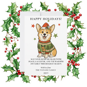 Cartes Pour Fêtes Annuelles Joli Corgi vilain pull de Renne Noël