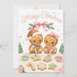 Cartes Pour Fêtes Annuelles Joli couple de biscuits en pain d'épices de Noël