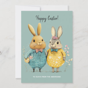 Cartes Pour Fêtes Annuelles Joli couple lapin de Pâques