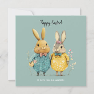 Cartes Pour Fêtes Annuelles Joli couple lapin de Pâques