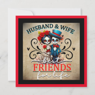 Cartes Pour Fêtes Annuelles Joli Crâne de Sucre de Couple