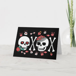 Cartes Pour Fêtes Annuelles Joli crâne Valloween Saint-Valentin XOXO