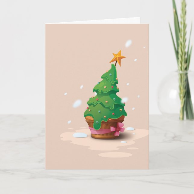 Cartes Pour Fêtes Annuelles Joli Cupcake de Noël Dessin Animé avec Message Drô (Devant)