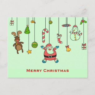Cartes Pour Fêtes Annuelles Joli dessin animé Père Noël et amis Noël