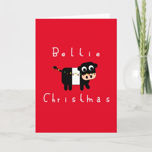 Cartes Pour Fêtes Annuelles Joli dessin Beltie Noël Ceinture Vache Galloway (Devant)